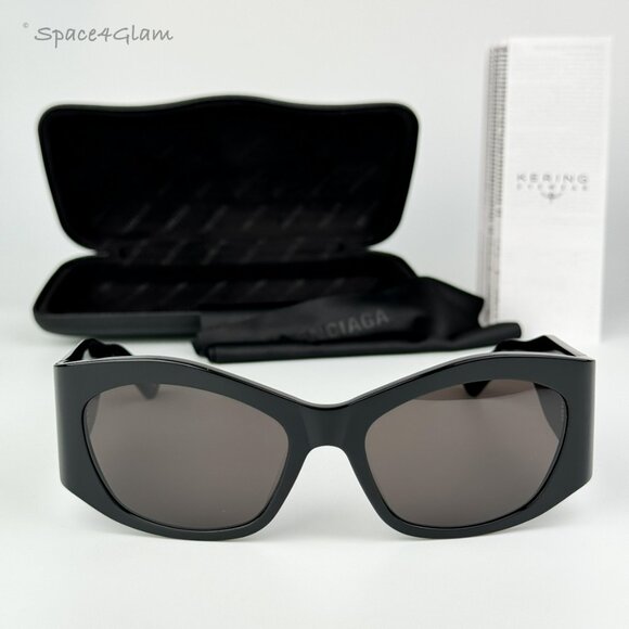 BRAND NEW Balenciaga BB0329S 003 Black Grey Geometric Unisex Sunglasses main image 5